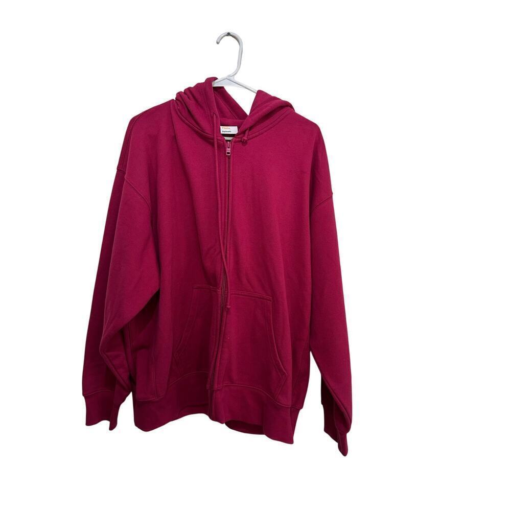 TNA Women's Red Sweatlfeece Terry Fleece Boyfriend Fit Hoodie Size Large